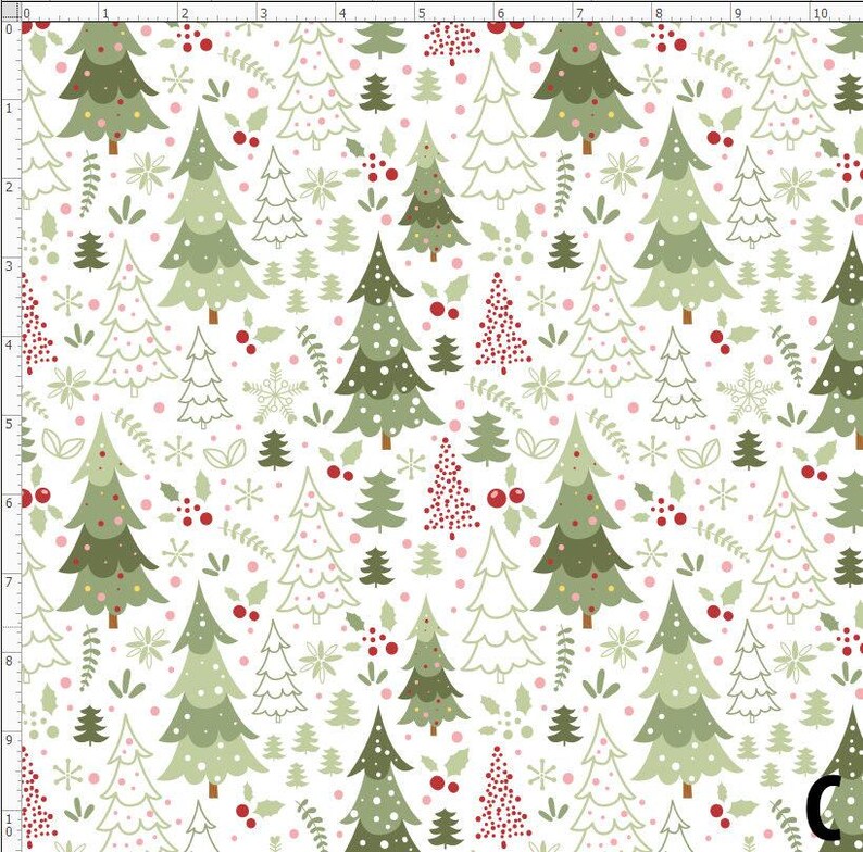 Holiday Christmas Fabric, Winter Fabric, Pink Christmas Fabric, Custom Printed Fabric (WNT256) White