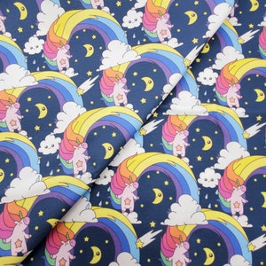 Magical Unicorn  Print Fabric, Little Unicorn, Custom Printed Fabric By The Yard (UNC14)