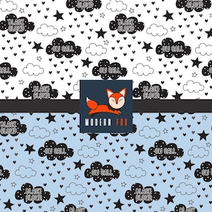 CLD12 - Black Cloud On Call, Smiley Cloud, Custom Printed Fabric