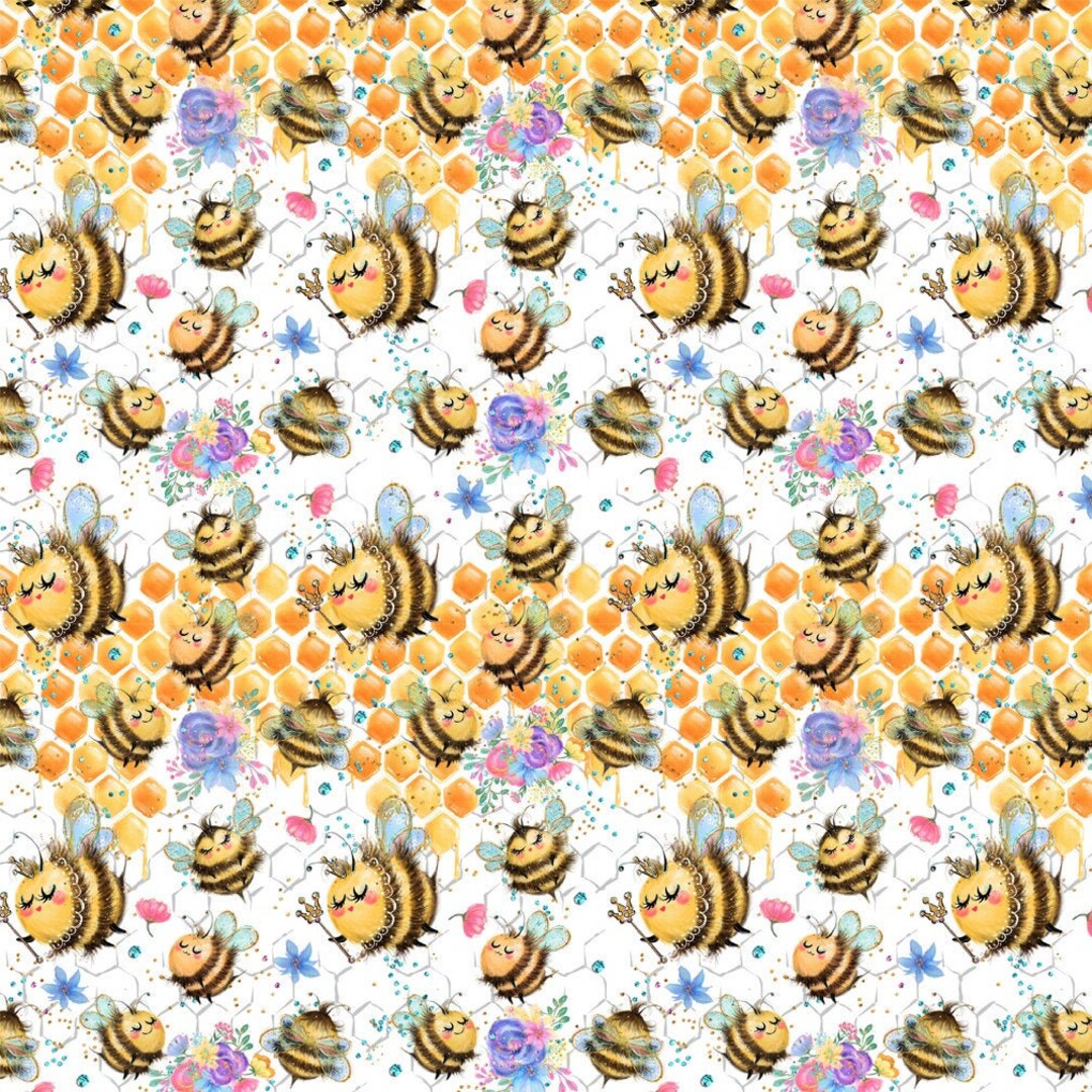 Bee Fabric, Bumble Bee Fabric, Honey Bee, Custom Print Fabric, Kona ...