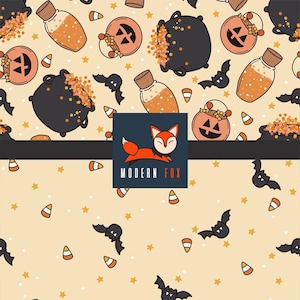 HAL246 - Cute Halloween Fabric By The Yard, Retro Halloween Fabric, Pink Halloween Fabric, Custom Printed Fabric By The Yard