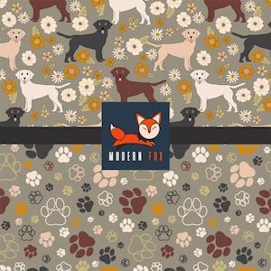 DG58 - Dog Life Fabric, Cute Dog Fabric, Paw Print fabric, Custom Printed Fabric image 1