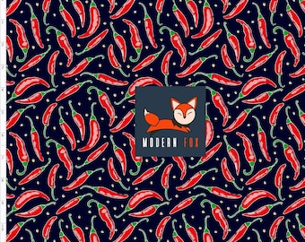 CHIL4 - Red Chilli, hot chili peppers, hot pepper fabric, Custom Printed Fabric