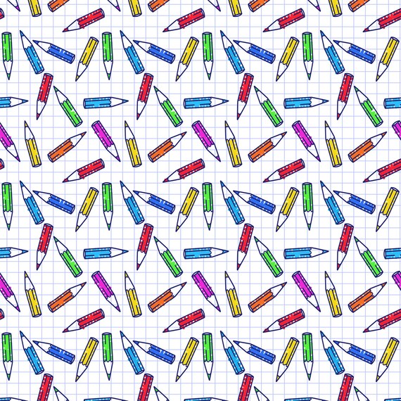 Colored Pencils Fabric Back to School Kids Novelty Cotton Etsy