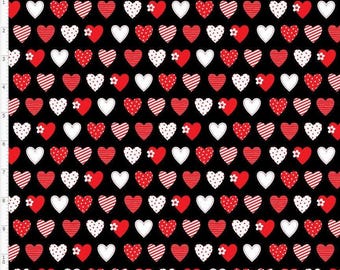 VAL166 - Valentines Red Hearts, Custom Printed Fabric By The Yard