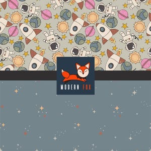 GLX9 - Planets, Outer Space, Solar System, Galaxy Fabric, Rocket Fabric Custom Printed Fabric By the yard