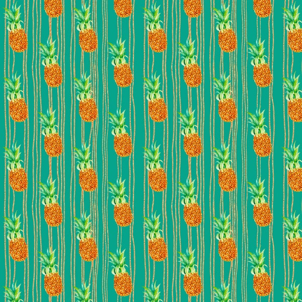 Pineapple Fabric, Tropical Fabric, Summer Fabric, Custom Printed Fabric (PNP13)