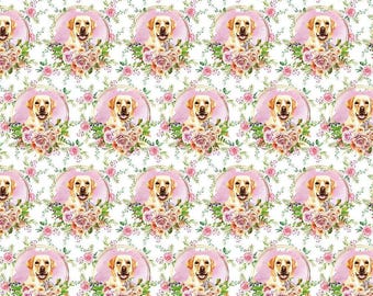 Adorable Labrador Retriever Dog Fabric by the Yard, Labrador Retriever Puppies, Pet Fabric, Dog Fabric By the yard (DG20)