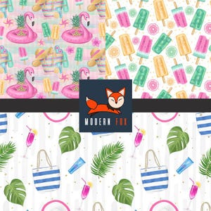 SUM9 - Summer Fabric,  Spring Fabric, Ice Cream Popsicle Fabric, Custom Printed Fabric by The Yard