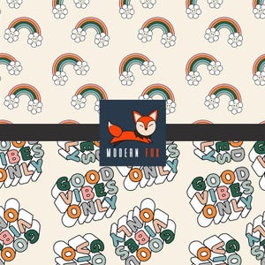 RBOW20 - Happy Face Rainbow, smiley Rainbow, Boho Rainbow, GOOD VIBES ONLY, Custom Printed Fabric