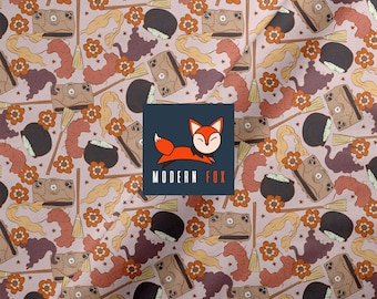 HAL159A - Pocus Halloween Fabric By The Yard, Witch Fabric, Ghost Fabric, Custom Printed Fabric By The Yard