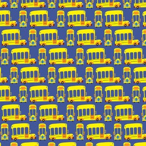 School Bus Fabric, Back to School Kids Novelty Cotton Fabric By The Yard, School Supplies Fabric, School Pattern Fabric (BTS4)