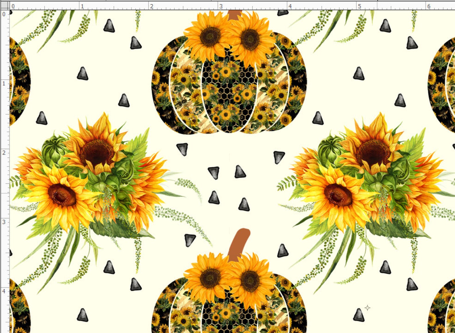 Fall Fabric By The Yard Pumpkin Sunflower Fabric Sunflower Etsy