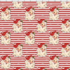 WNT200 - Christmas Santa Claus Fabric, Vintage Santa Fabric, Santa Fabric, Red Vintage Christmas Fabric, Custom Print Fabric