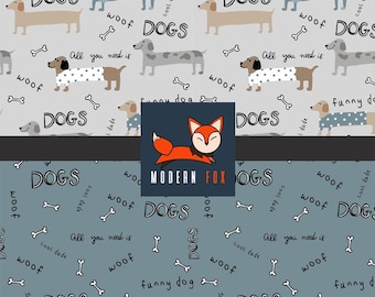 DG66 - Adorable Dachshund Dog Fabric by the Yard, Dachshund Puppies, Pet Fabric, Fabric By the yard