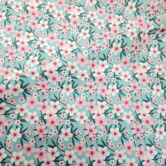 Cherry Blossom Pattern Fabric,  Sakura Pattern Fabric, Pink Flower Fabric, Custom Printed Fabric by The Yard (FLW68)