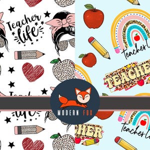 TeacherLife, Teacher&#39;s Life, Teacher Fabric, Back to School Fabric , School Supplies Fabric, School Bus Fabric, Doodle Fabric (TLFE1)