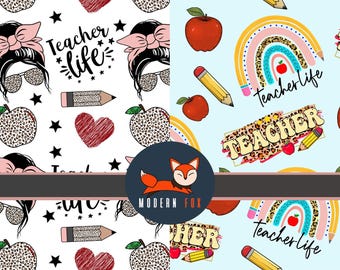 TeacherLife, Teacher's Life, Teacher Fabric, Back to School Fabric , School Supplies Fabric, School Bus Fabric, Doodle Fabric (TLFE1)