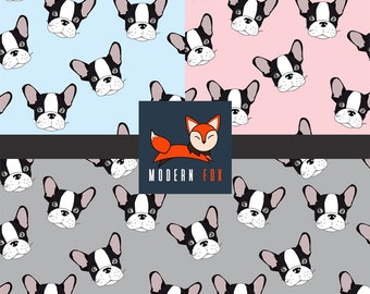 DG52 - Adorable French Bulldog Fabric by the Yard, French Bulldog Puppies, Pet Fabric, Fabric By the yard