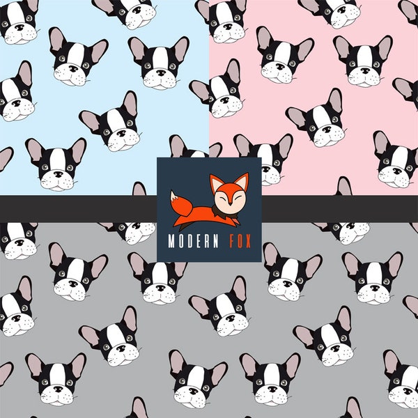 DG52 - Adorable French Bulldog Fabric by the Yard, French Bulldog Puppies, Pet Fabric, Fabric By the yard