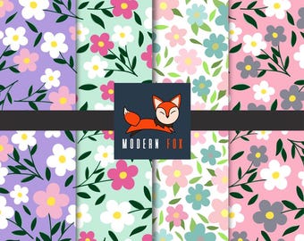 FLW364 - Spring Daisy Garden, Wild Daisy Fabric, Custom Printed Fabric by The Yard