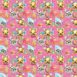 Adorable French Bulldog Fabric by the Yard, French Bulldog Puppies, Pet Fabric, Fabric By the yard (DG17)