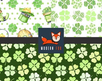 STP24 - Lucky, Four Leaf Clover, Shamrock, St. Patrick's Day Fabric, St. Patrick's Fabric, Custom Printed Fabric By The Yard
