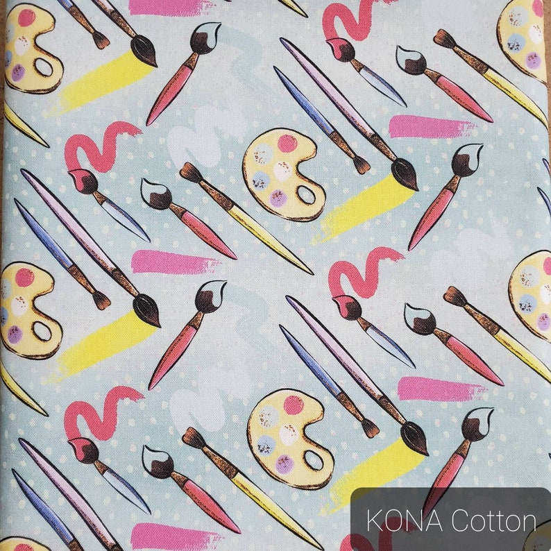Paint Brush Cotton Fabric by the Yard Art Supplies Fabric Etsy Canada