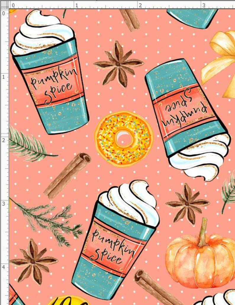 Pumpkin Spice Latte Fabric, Fall Fabric, Coffee Fabric, Coffee Fabric (FAL3) image 3
