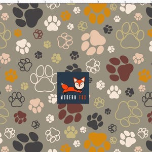 DG58 - Dog Life Fabric, Cute Dog Fabric, Paw Print fabric, Custom Printed Fabric B