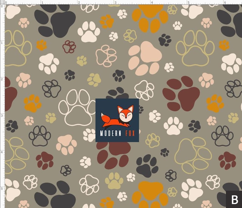 DG58 - Dog Life Fabric, Cute Dog Fabric, Paw Print fabric, Custom Printed Fabric B