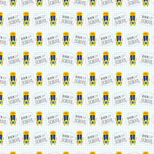 School Bus Fabric, Back to School Kids Novelty Cotton Fabric By The Yard, School Supplies Fabric, School Pattern Fabric (BTS3)