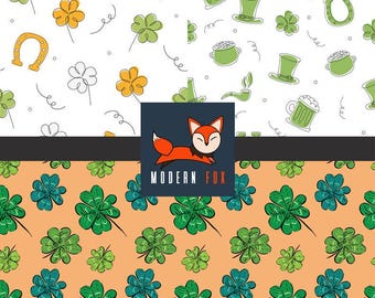 STP27 - Lucky, Four Leaf Clover, Shamrock, St. Patrick's Day Fabric, St. Patrick's Fabric, Custom Printed Fabric By The Yard