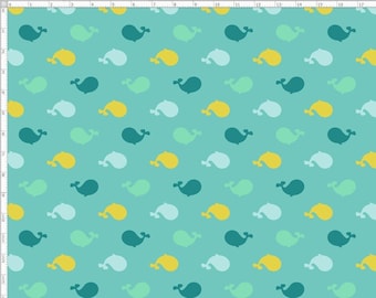 Sea Life Fabric, Whale Fabric, Whale Pattern, Custom Printed Fabric (SLF9)