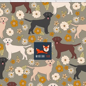 DG58 - Dog Life Fabric, Cute Dog Fabric, Paw Print fabric, Custom Printed Fabric A
