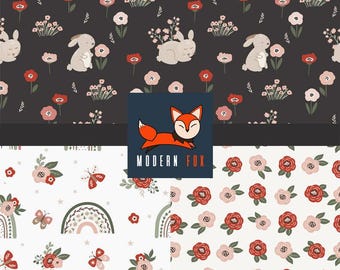 Floral Boho Spring Fabric, Pink Flower bouquet Fabric, Pink Roses Fabric, Custom Printed Fabric by The Yard (FLW243)