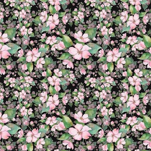 FLW67 - Cherry Blossom Pattern Fabric,  Sakura Pattern Fabric, Pink Flower Fabric, Custom Printed Fabric by The Yard