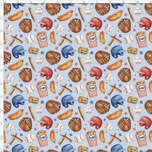 BSB16 - Baseball Cookout Fabric, Sport Fabric, Baseball Fabric, Custom Printed Fabric By the Yard