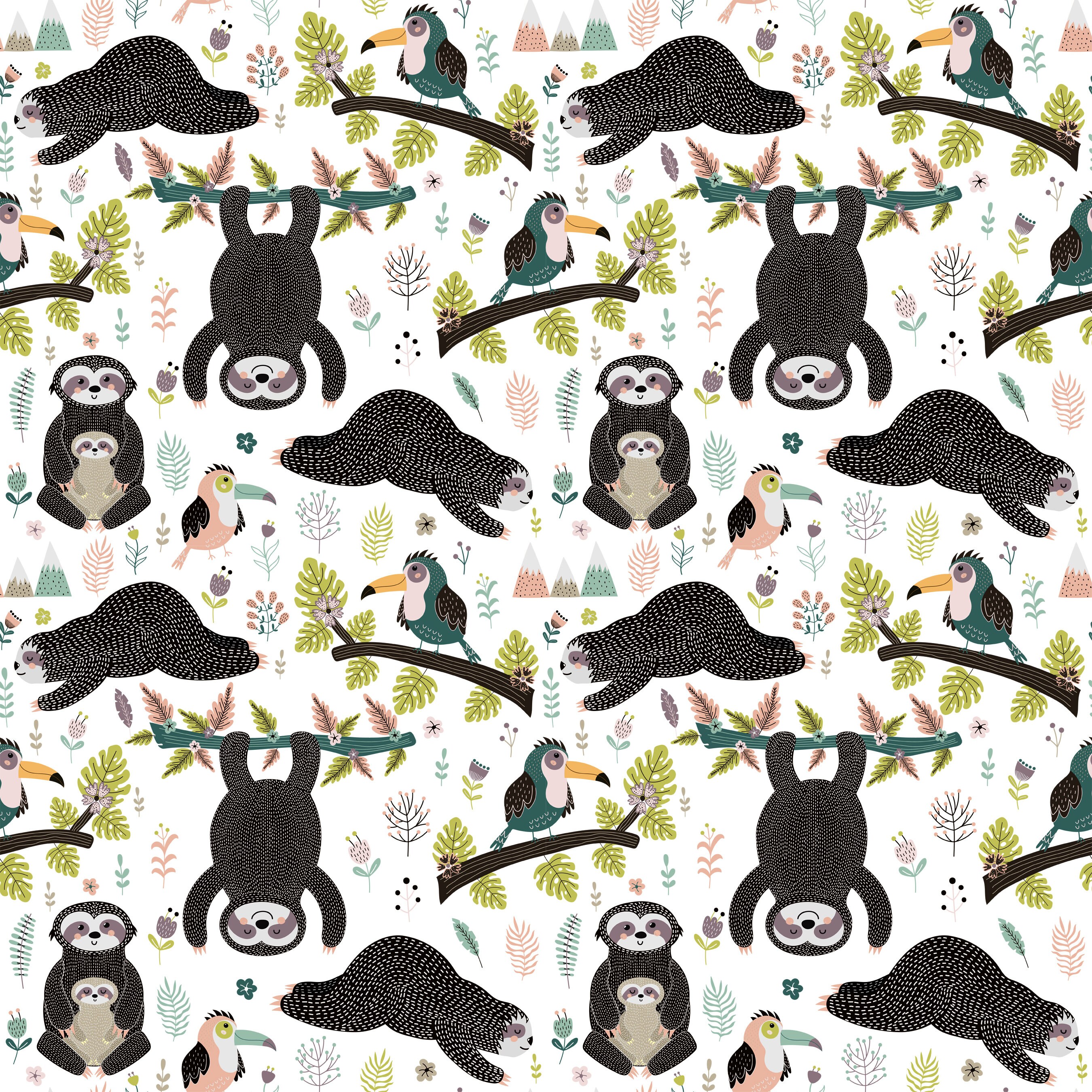 Sloth Fabric by the Yard. Sloth Wild Animal Jungle Pattern - Etsy