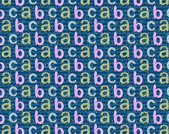 Alphabets Novelty Cotton Fabric By The Yard, School Supplies Fabric, Letters Fabric (BTS29)