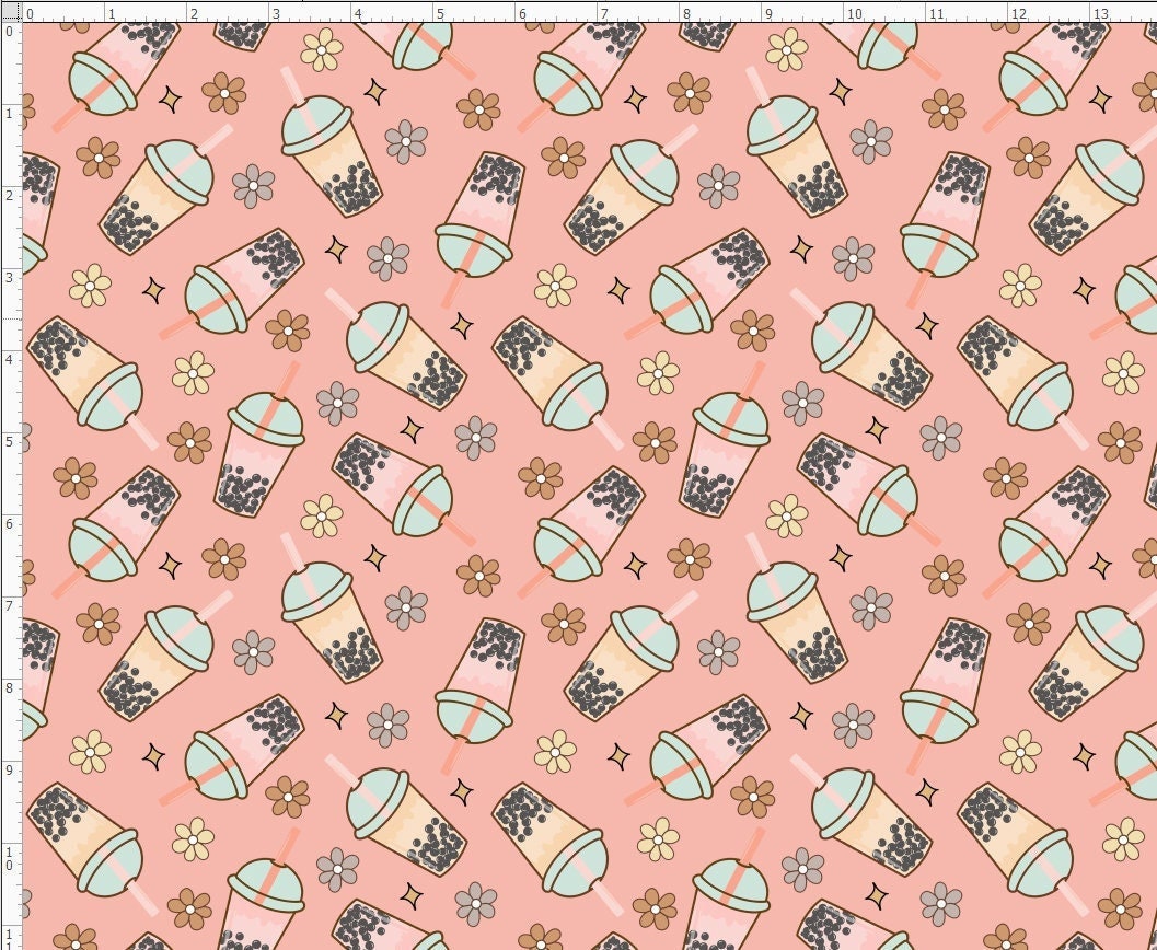 Bubble Tea Fabric Boba Tea Fabric Milk Tea Fabric Fabric Etsy Canada