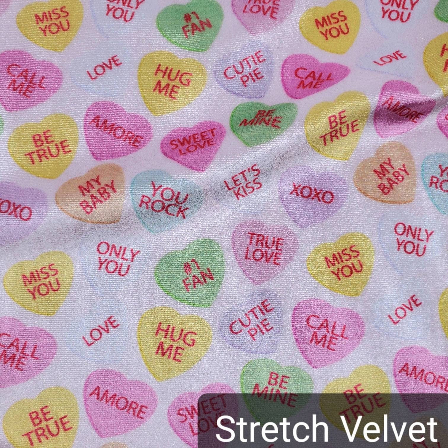 Candy Hearts Fabric Valentines Heart Fabric Candy Fabric Etsy