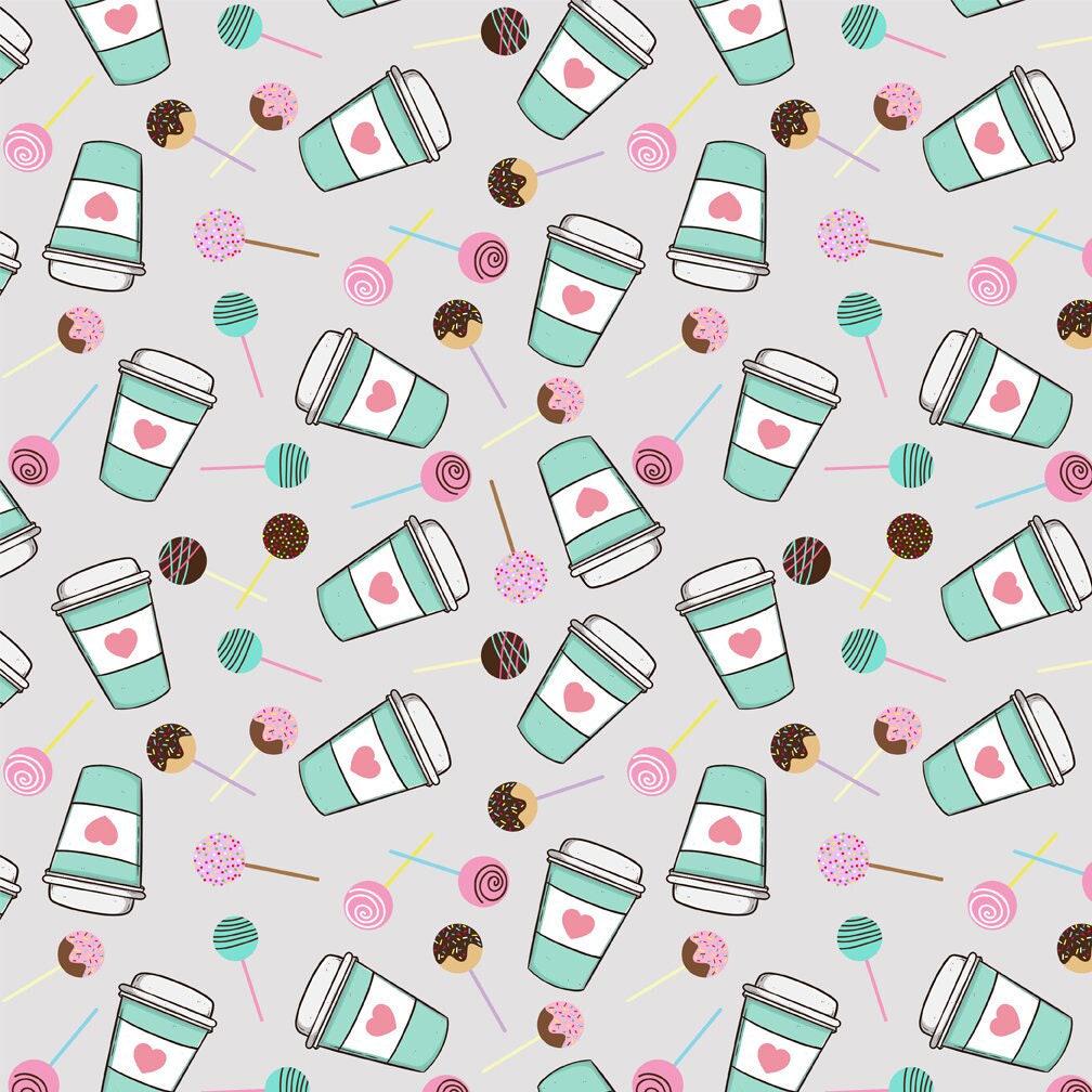 Hot Coffee Fabric, Coffee Break, Frappuccino Fabric, Coffee Fabric, Cappuccino Fabric, Cake Pop Fabric (COF19)