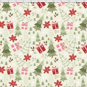 Holiday Christmas Fabric, Winter Fabric, Pink Christmas Fabric, Custom Printed Fabric (WNT256) Green