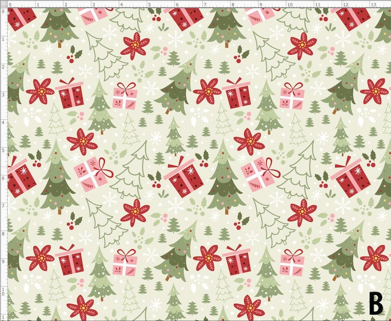 Holiday Christmas Fabric, Winter Fabric, Pink Christmas Fabric, Custom Printed Fabric (WNT256) Green