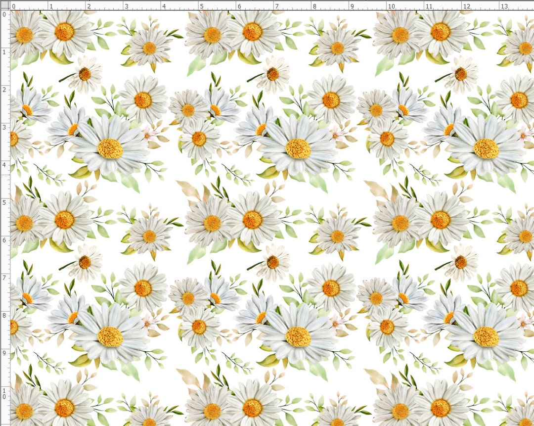 Daisy Flower Fabric, White Daisy Fabric, Daisy Fabric, White Daisy