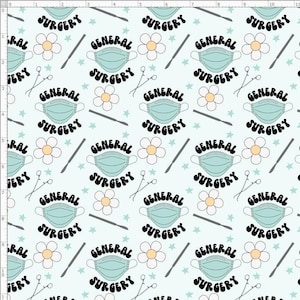 MED41 - General Surgery Fabric, Nurse Fabric, Health Care Fabric, Health Fabric, Medical Theme Fabric, Custom Printed Fabric By The Yard