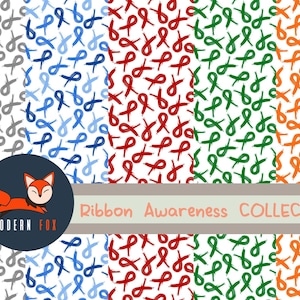 Cancer Awareness Fabric, Orange Ribbon Awareness, gray ribbon, Blue Ribbon, Red Ribbon, Green Ribbon Awareness Month (AWAR3)