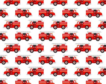 Fire Truck Fabric by the Yard, Fire Fighter Fabric, Fabric By the yard, Cotton Fabrics, Bullet Liverpool, Kona Fabric (FTRK1)