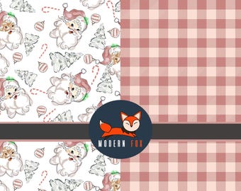 Christmas Santa Claus Fabric, Vintage Santa Fabric, Santa Fabric, Vintage Christmas Fabric, Custom Print Fabric (WNT242)